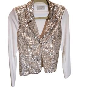 Antonella Seri Italian Festive White W/ Sequins Blazer.  Size S/M.
